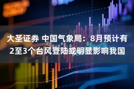 大圣证券 中国气象局：8月预计有2至3个台风登陆或明显影响我国